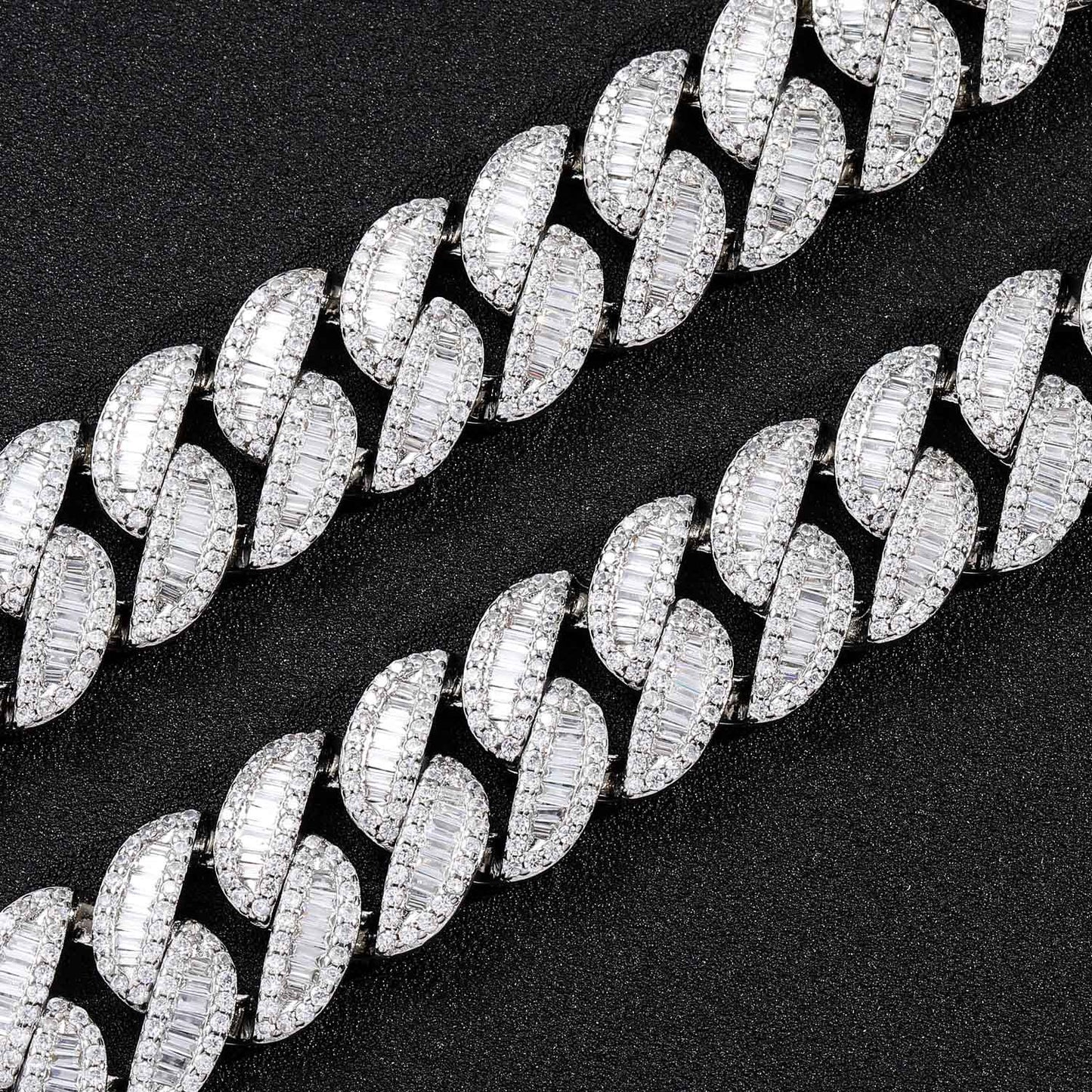 Hip Hop 20MM Box Buckle Miami Heavy Industry Bar Cuban Link Chain Full Zircon Hip Hop Men Necklace Jewelry