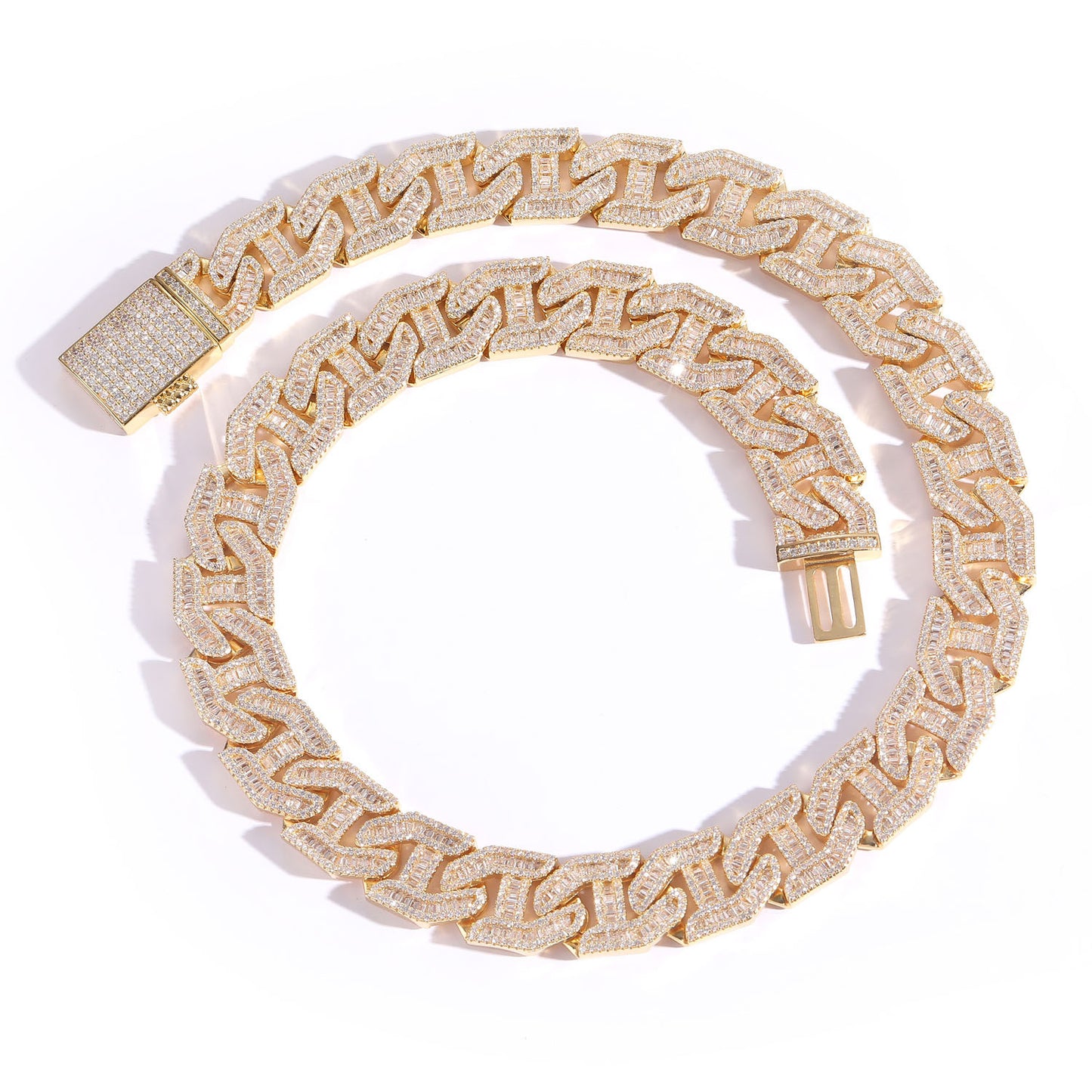 17MM Copper Zircon Wholesale Hip Hop Zircon Cuban Link Chain Gold Men Necklace 14K Diamond Jewelry Cuban Chain Necklace