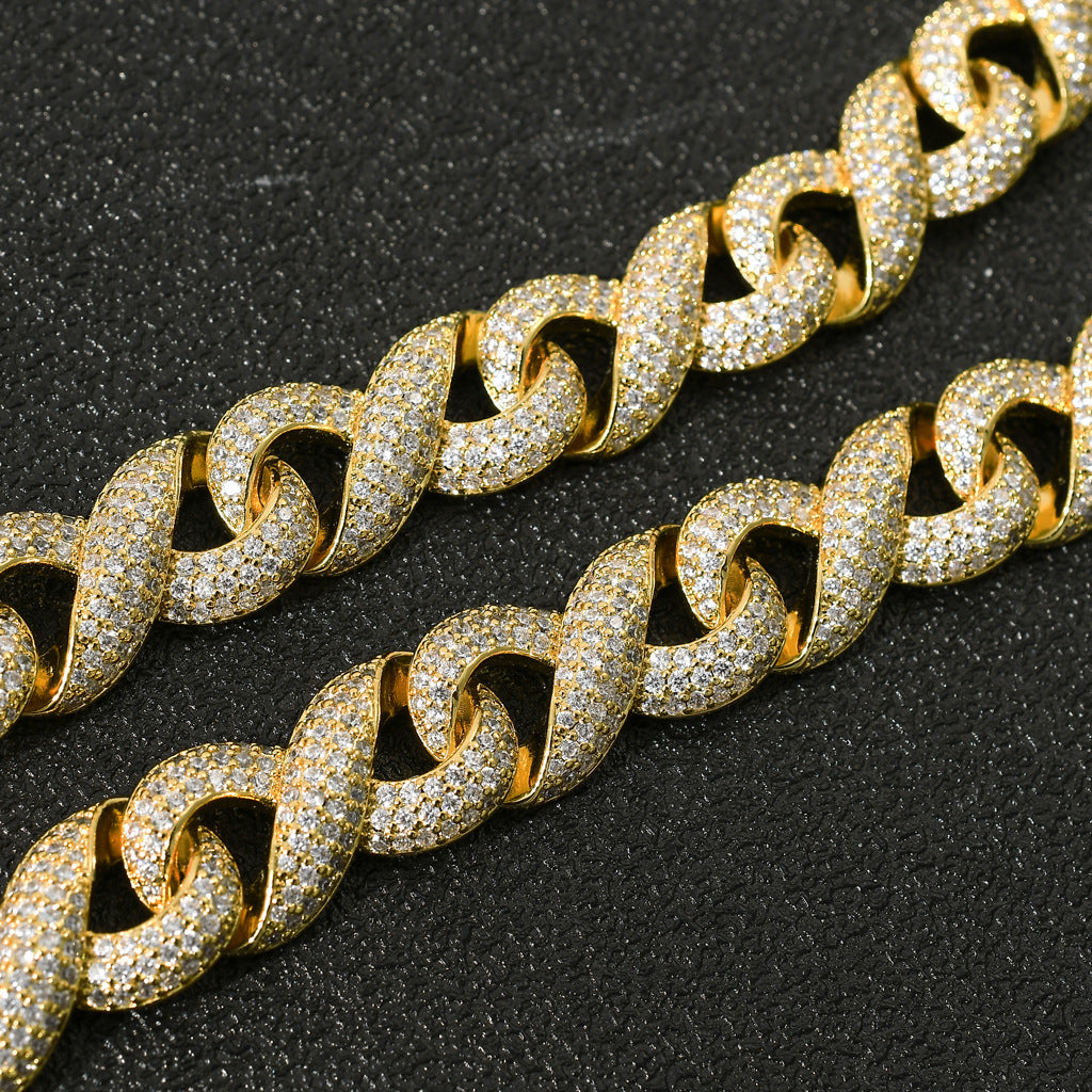 New Arrival 8 Character Infinite Chain Cuban Link Chain Micro Pave Zircon Trendy Hip Hop Necklace Jewelry