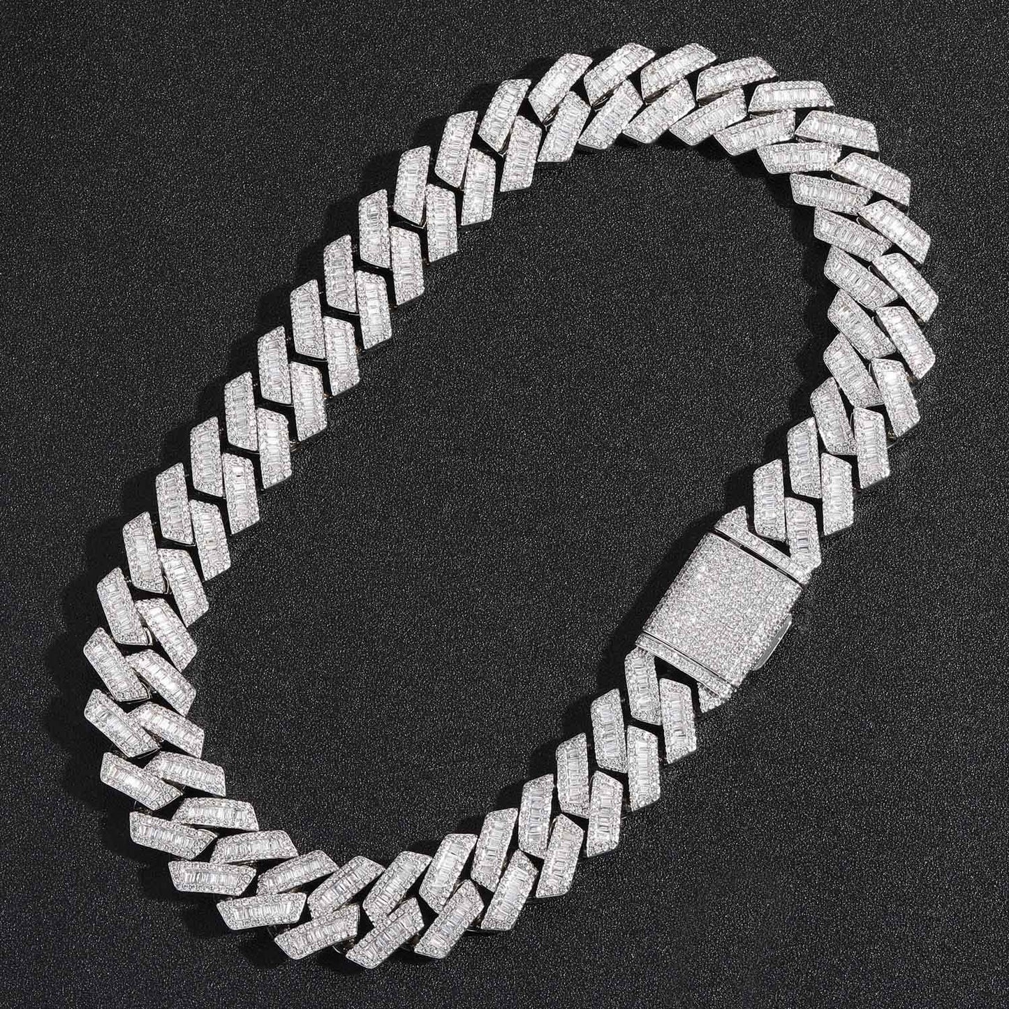 Hiphop 20mm Wide Domineering Square Round Zircon Rhombus Cuban Link Chain Personality Exaggerated Men Necklace Jewelry