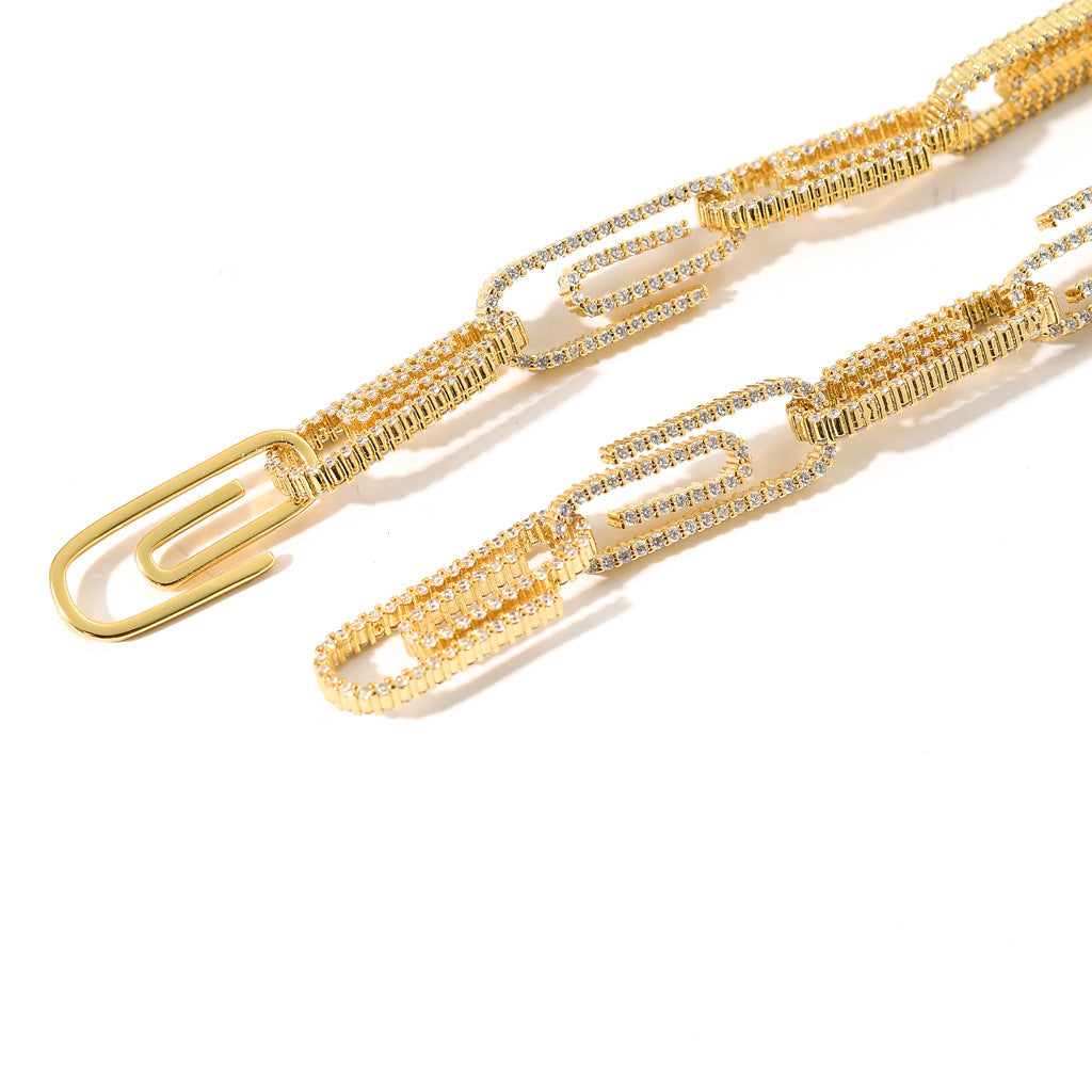 10mm Miami Zirconia Diamond CZ Bling Diamond Cuban Link Paper Clip Bracelet