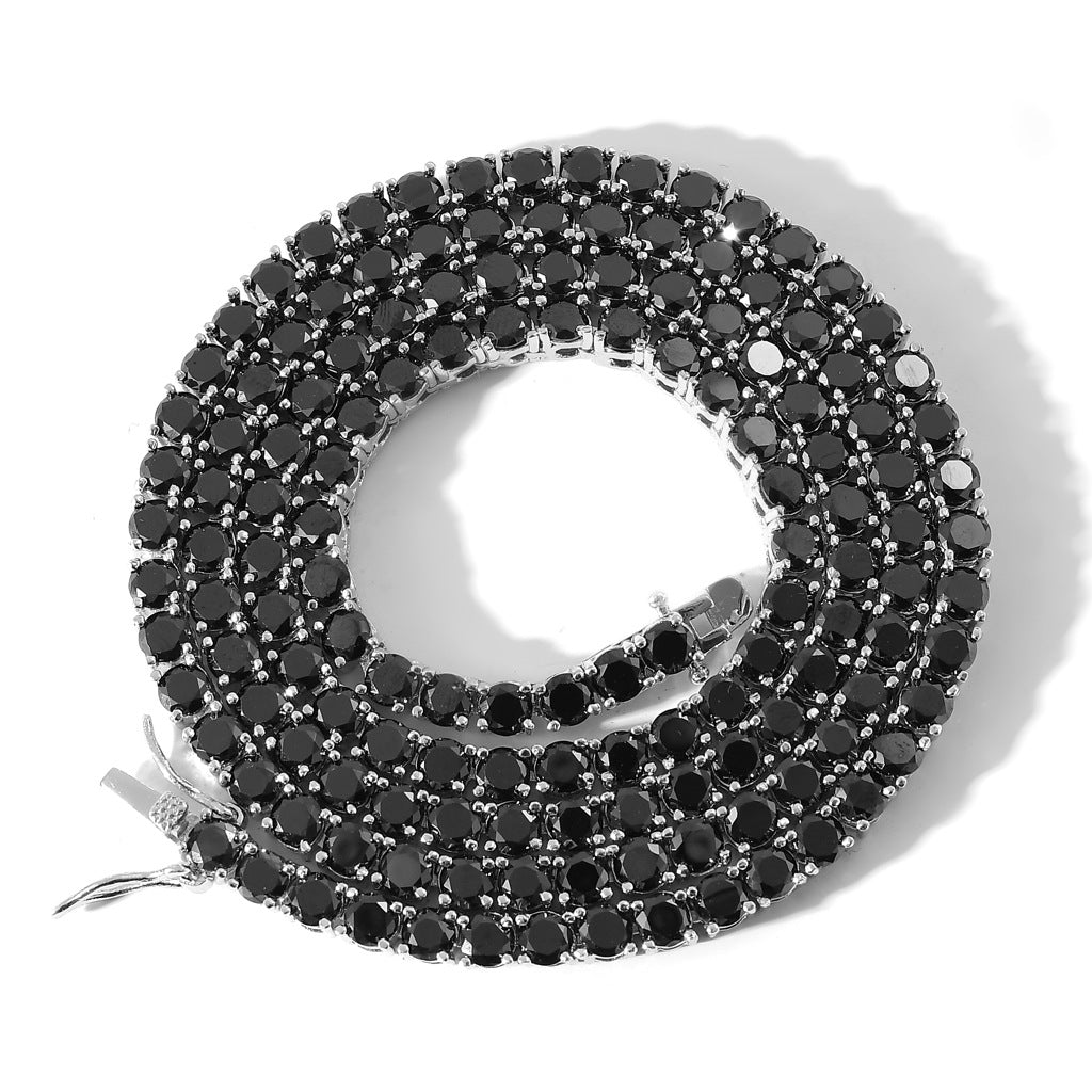 Hip Hop Tennis Chain 4mm Wide Black Zircon Single Row Zircon Fashion Brand Men Hip Hop Necklace Jewelry