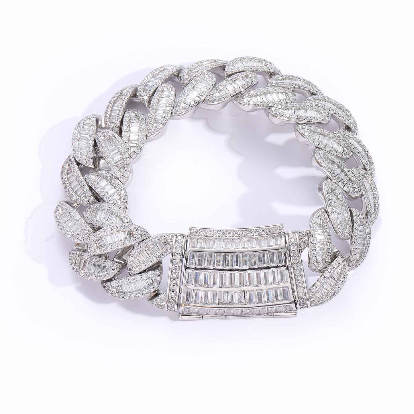 Hip Hop 20MM Box Buckle Miami Heavy Industry Bar Cuban Link Chain Full Zircon Hip Hop Men Necklace Jewelry