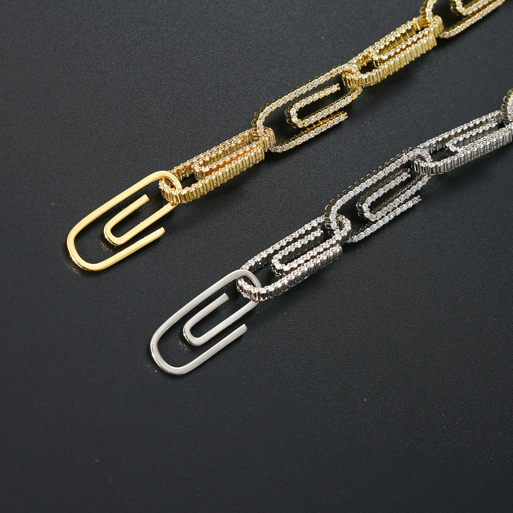 10mm Miami Zirconia Diamond CZ Bling Diamond Cuban Link Paper Clip Bracelet