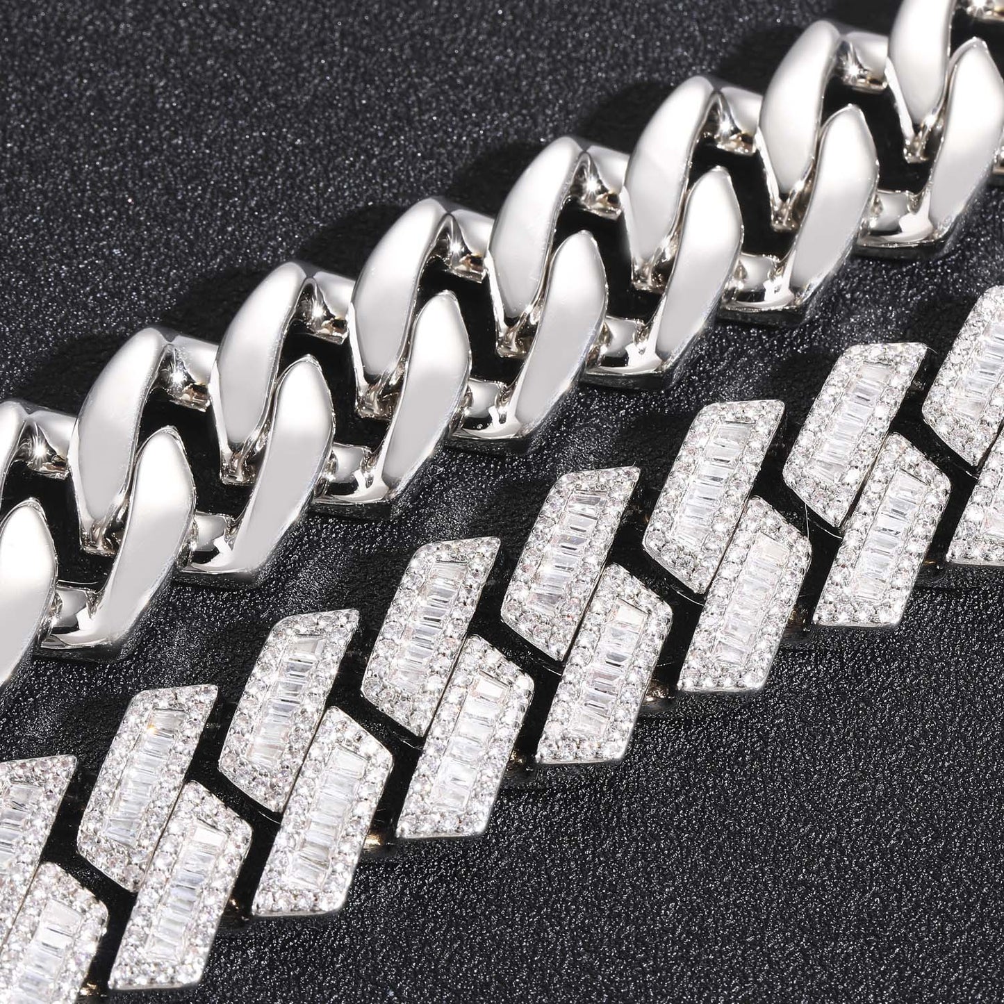 Hiphop 20mm Wide Domineering Square Round Zircon Rhombus Cuban Link Chain Personality Exaggerated Men Bracelet Jewelry