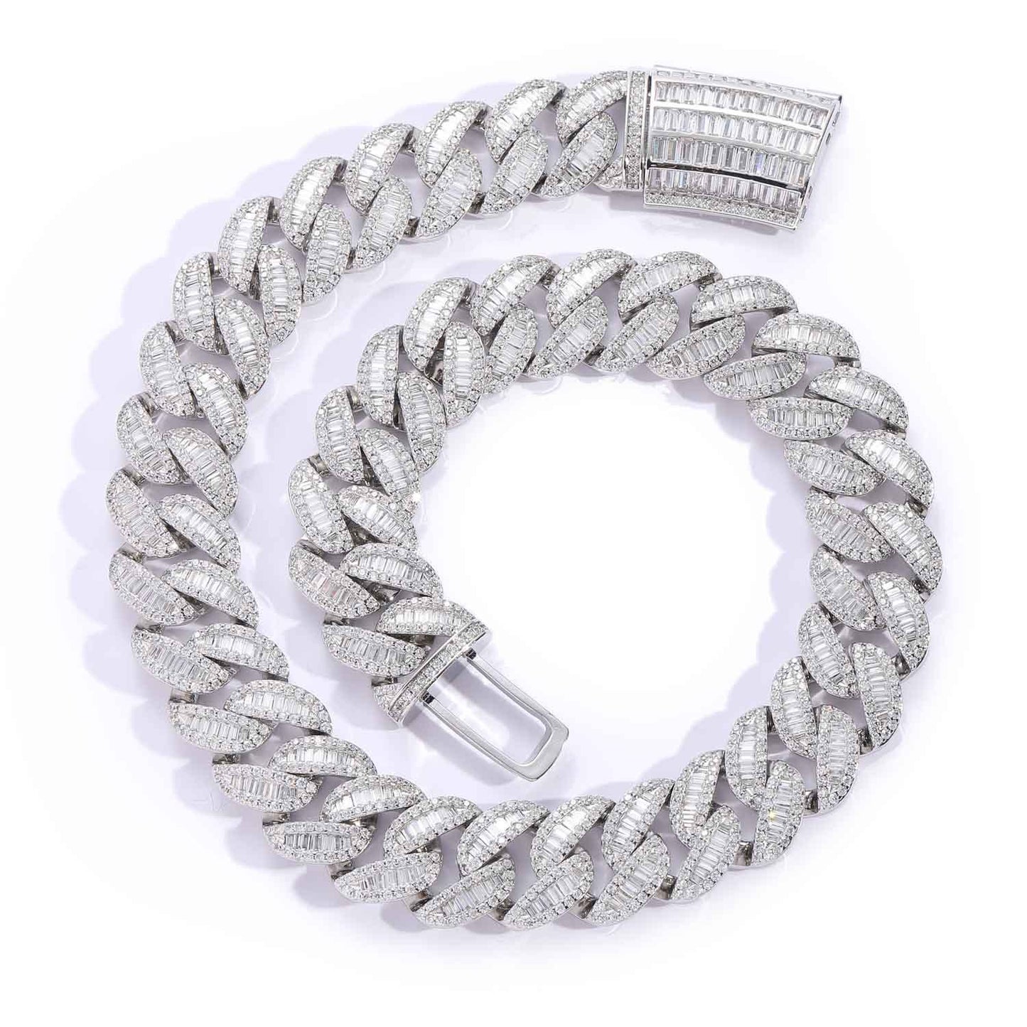 Hip Hop 20MM Box Buckle Miami Heavy Industry Bar Cuban Link Chain Full Zircon Hip Hop Men Necklace Jewelry