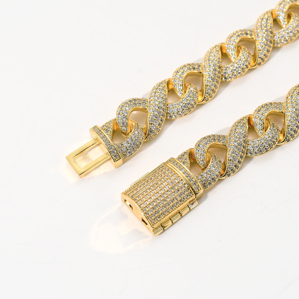 New Arrival 8 Character Infinite Chain Cuban Link Chain Micro Pave Zircon Trendy Hip Hop Necklace Jewelry