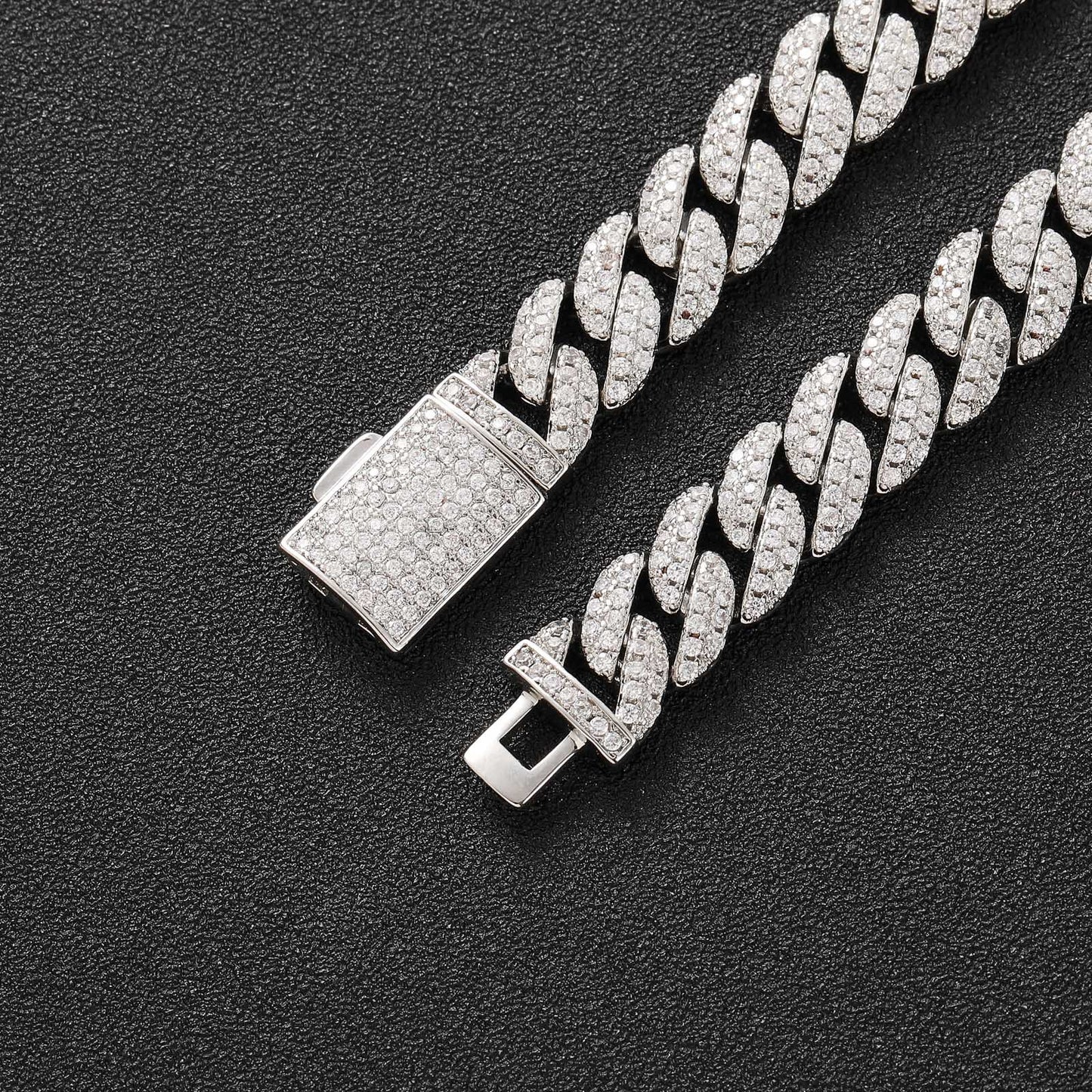 European American Bracelet 10mm Double Row Zircon Cuban Link Chain Men Bracelet Personality Hip Hop Fashion Bracelet Jewelry