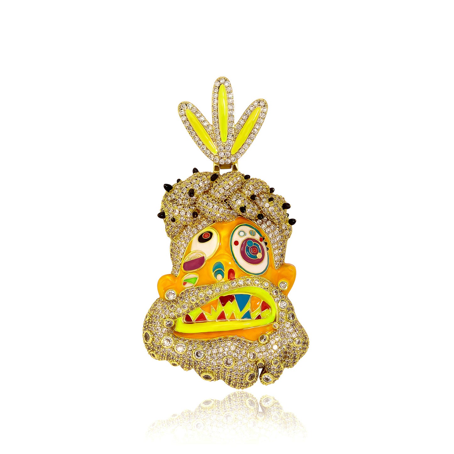 Personalized HipHop Drip Oil Cartoon Avatar Brass Micro Pave Zircon Charm Pendant Necklace Jewelry
