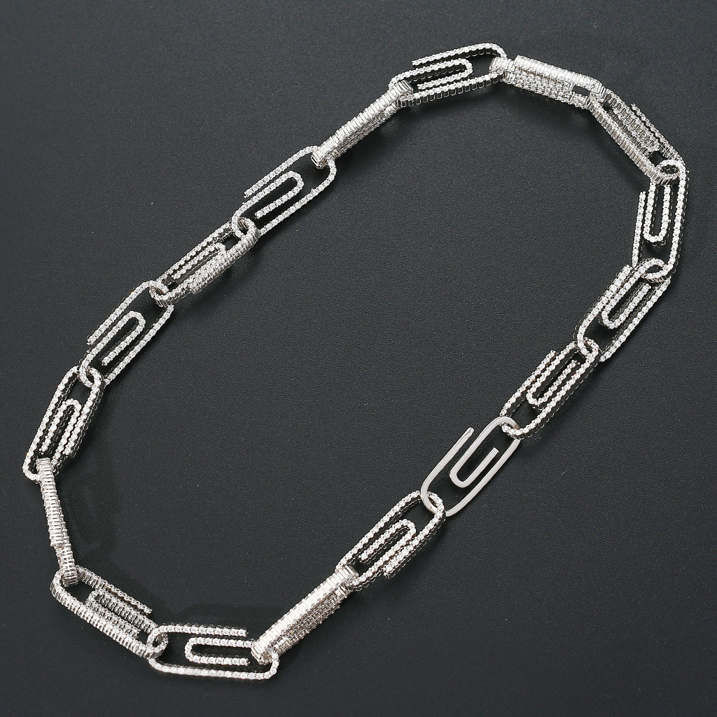 10mm Iced Out CZ Diamond Paperclip Choker Necklace Hiphop Jewelry