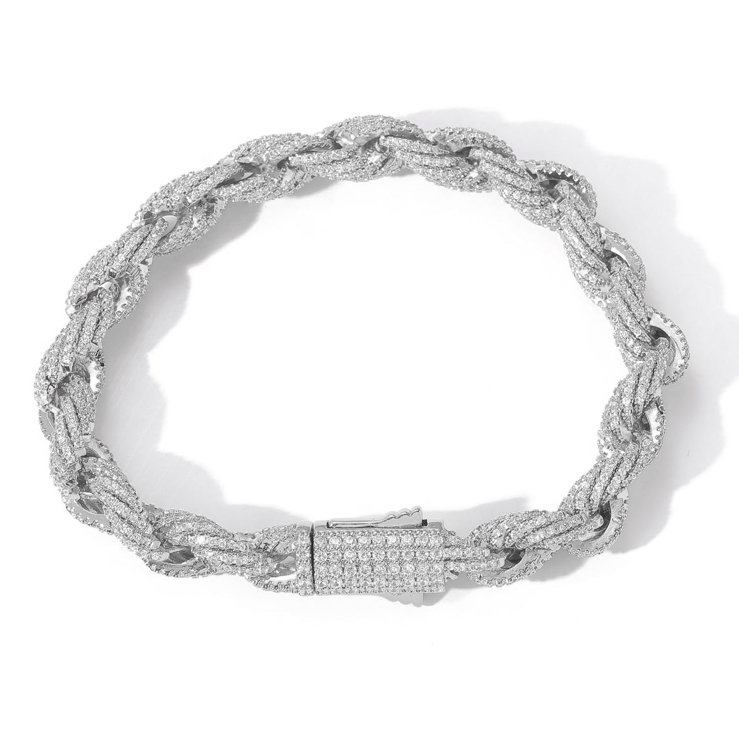 European American Hip Hop Bracelet Men Full Zircon 8mm Twist Chain Rope Chain Hiphop Men Bracelet ewelry