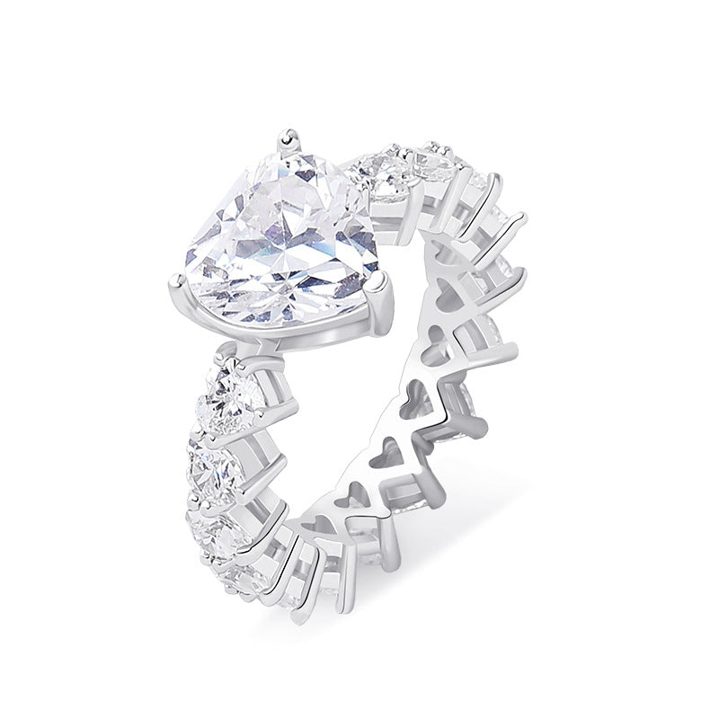 New Design Fashion Heart Ring Zircon Hip Hop Ring For Men Women