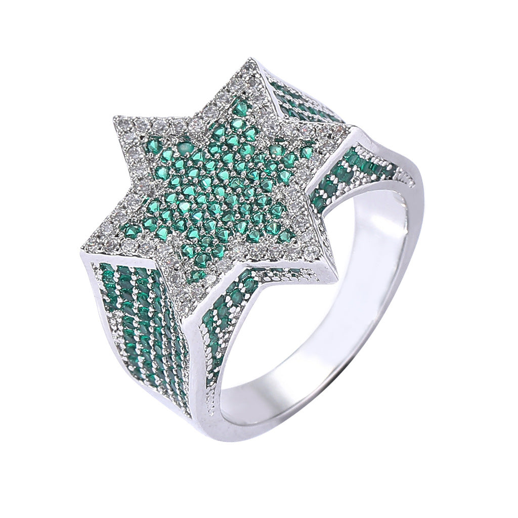Five-Pointed Star Shaped Micro Pave 3A Cubic Zircon CZ Stone Rings Jewelry