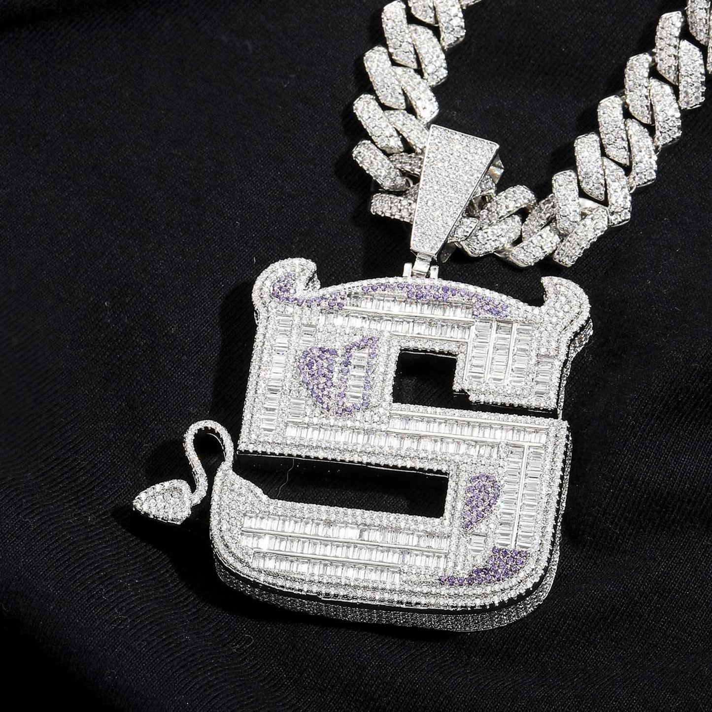 Ins European And American little Devil Pendant S Letter Hip-hop Pendant Necklace Full Zircon Personalized Jewelry
