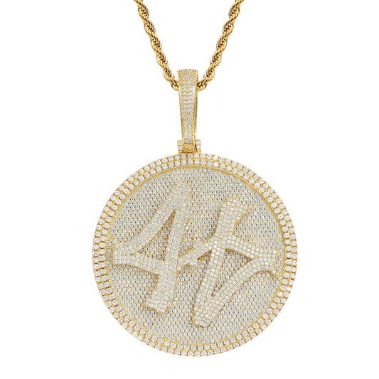 European American Necklace 44 Pendants Can Rotate Large Turntable Heavy Industry Micro-inlaid Zircon Solid Trendy Men Hip-hop Pendant Jewelry
