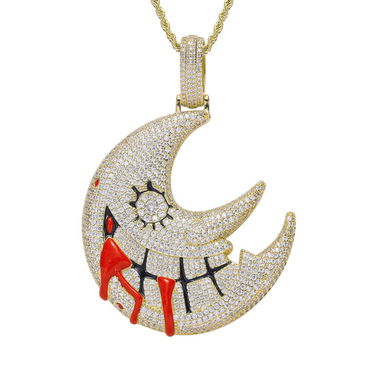 European American Necklace Hiphop Moon Pendant Necklace Trippie Redd Same Exaggerated Funny Hip Hop Necklace Jewelry