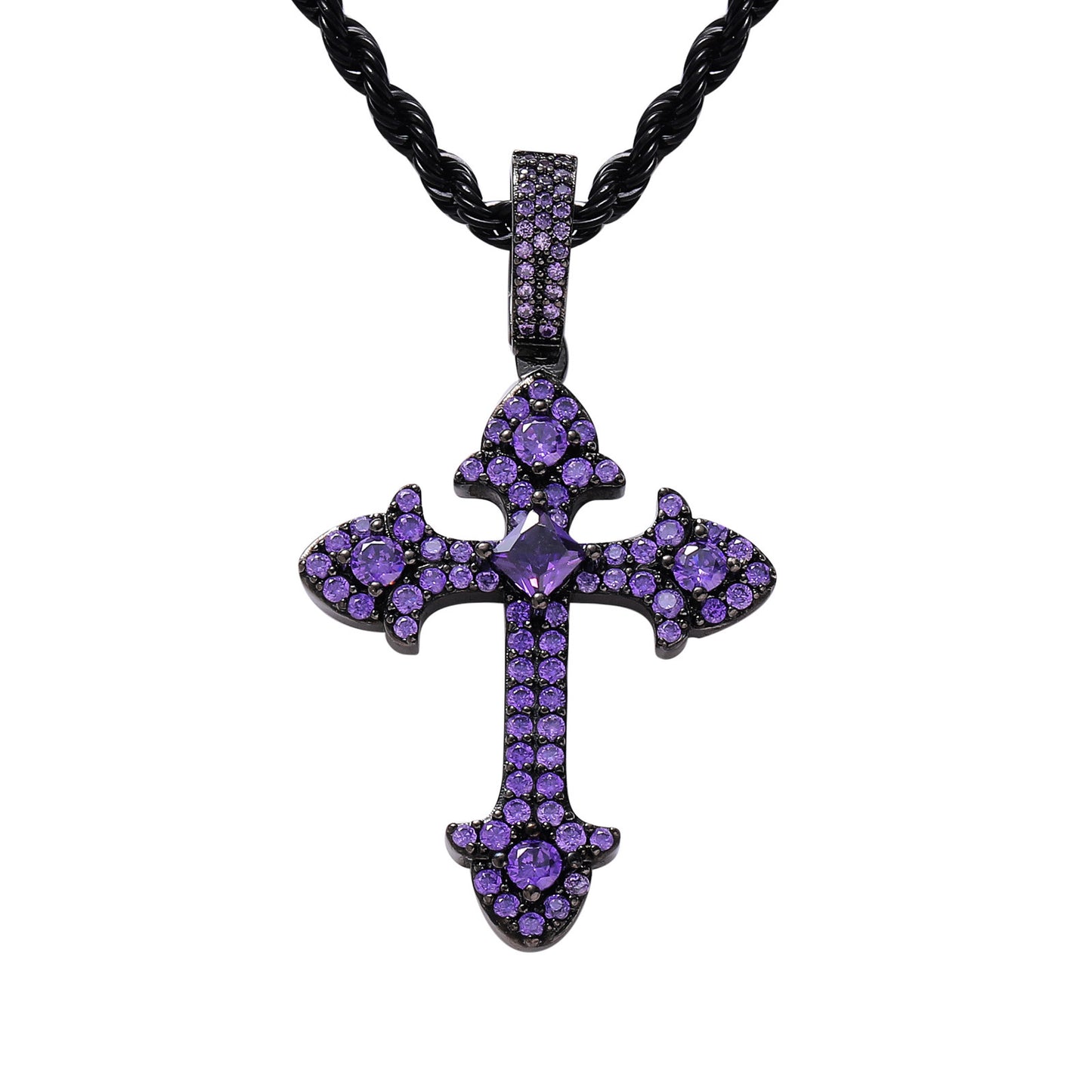 Beautiful Hip Hop Men's Cross Pendant Purple Zircon Personality Simple Fashion Charm Pendant