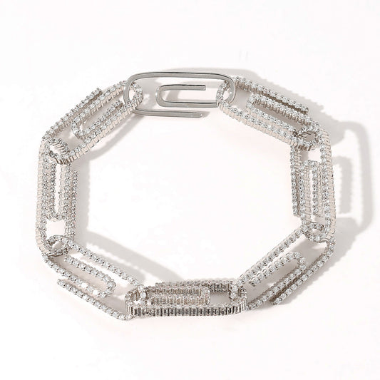10mm Miami Zirconia Diamond CZ Bling Diamond  Cuban Link Paper Clip Bracelet