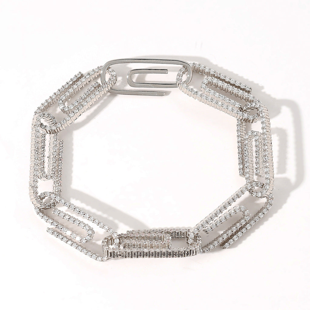 10mm Miami Zirconia Diamond CZ Bling Diamond  Cuban Link Paper Clip Bracelet