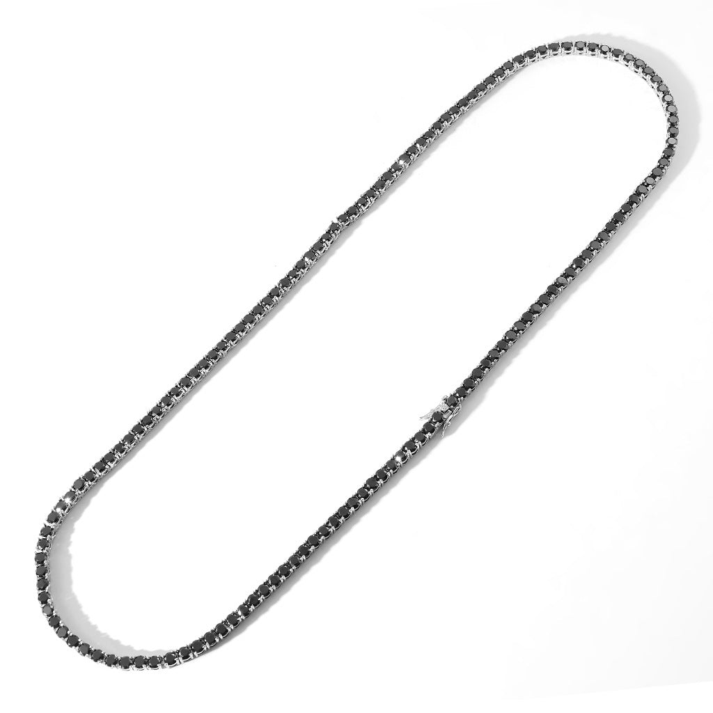 Hip Hop Tennis Chain 4mm Wide Black Zircon Single Row Zircon Fashion Brand Men Hip Hop Necklace Jewelry