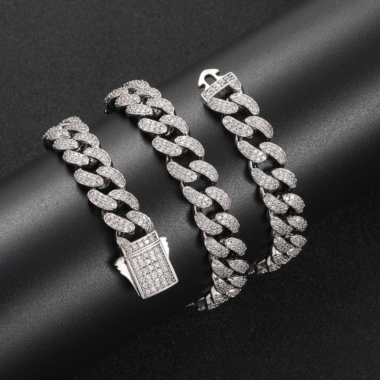 Hiphop 12mm Cuban Link Chain Micro Pave Zircon Necklace Personalized Trend Men Necklace Jewelry