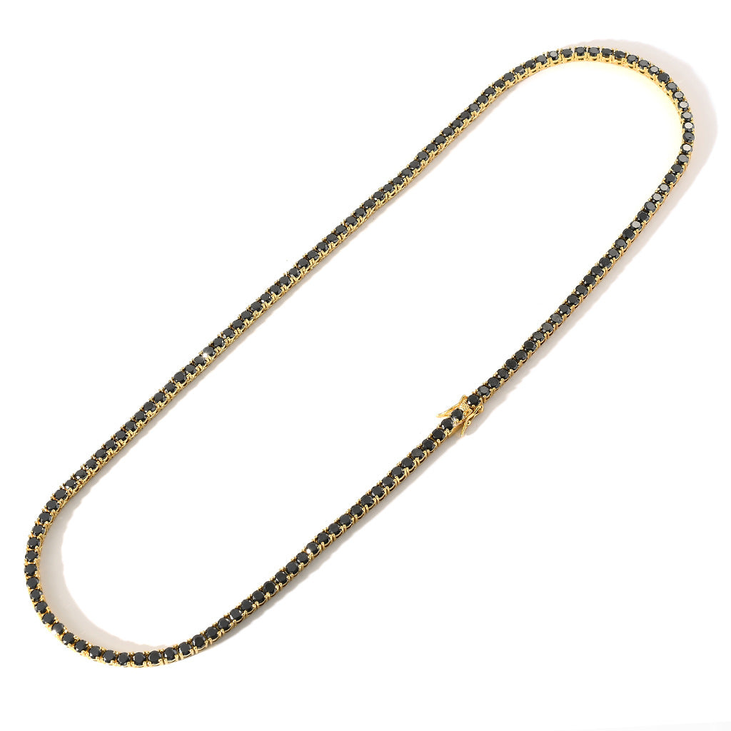 Hip Hop Tennis Chain 4mm Wide Black Zircon Single Row Zircon Fashion Brand Men Hip Hop Necklace Jewelry