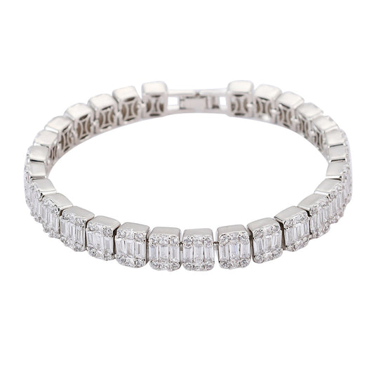 Hip Hop Zirconia Baguette Bracelet Mens Diamond Tennis Bracelet Singers Rappers Bling CZ Bracelets