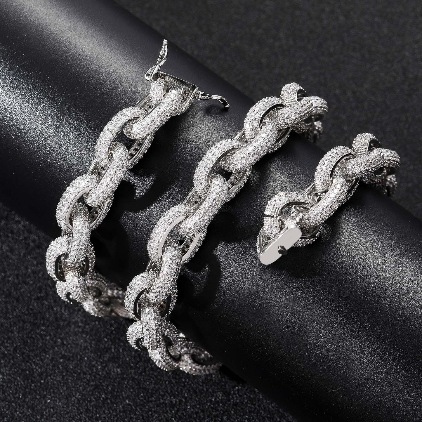Hip Hop Necklace O-Chain 13mm Micro Paved Zircon Cross Chain Men Jewelry