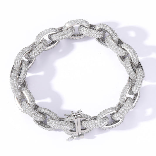 Products Hip Hop Bracelet O-Chain 13mm Micro Paved Zircon Cross Chain Men Jewelry