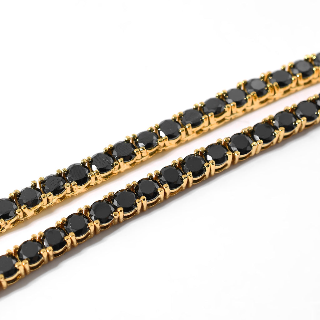 Hip Hop Tennis Chain 4mm Wide Black Zircon Single Row Zircon Fashion Brand Men Hip Hop Bracelet Jewelry