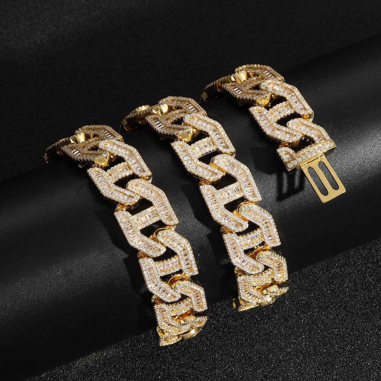 17MM Copper Zircon Wholesale Hip Hop Zircon Cuban Link Chain Gold Men Necklace 14K Diamond Jewelry Cuban Chain Necklace