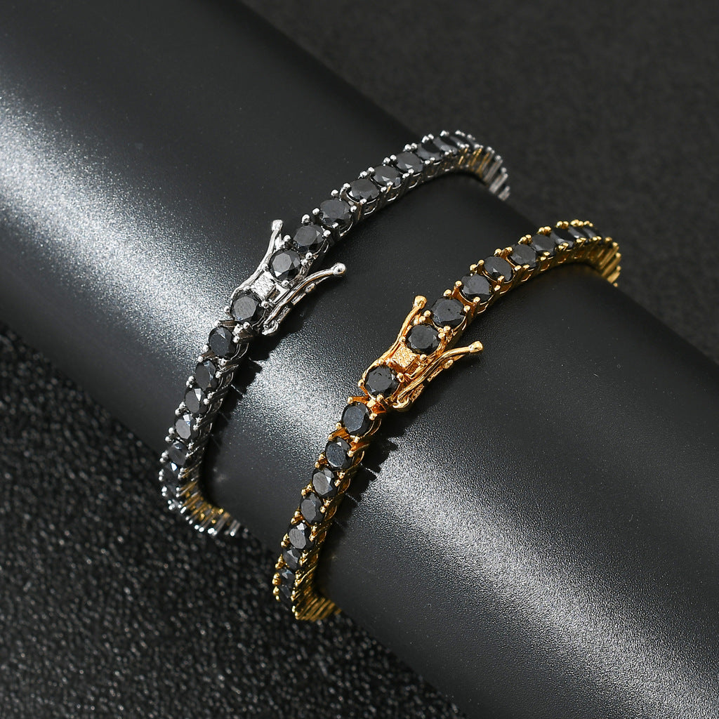 Hip Hop Tennis Chain 4mm Wide Black Zircon Single Row Zircon Fashion Brand Men Hip Hop Bracelet Jewelry