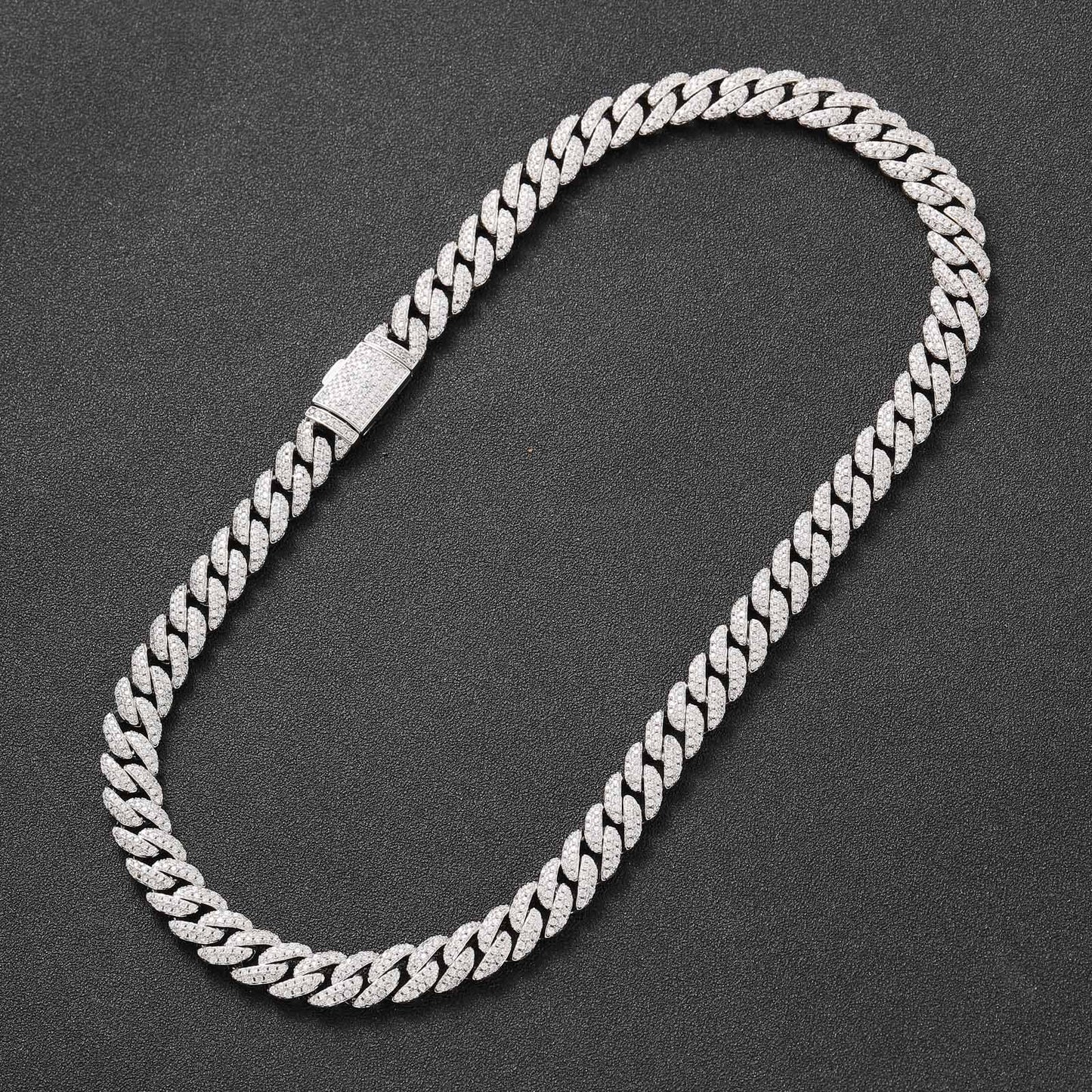 European American Necklace 10mm Double Row Zircon Cuban Link Chain Men Necklace Personality Hip Hop Fashion Jewelry