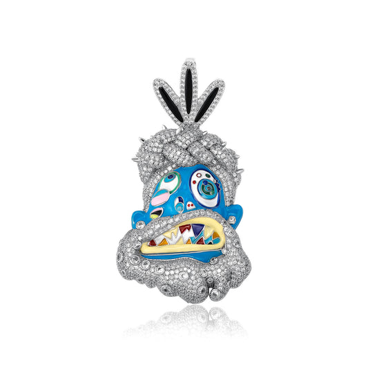 Personalized HipHop Drip Oil Cartoon Avatar Brass Micro Pave Zircon Charm Pendant Necklace Jewelry